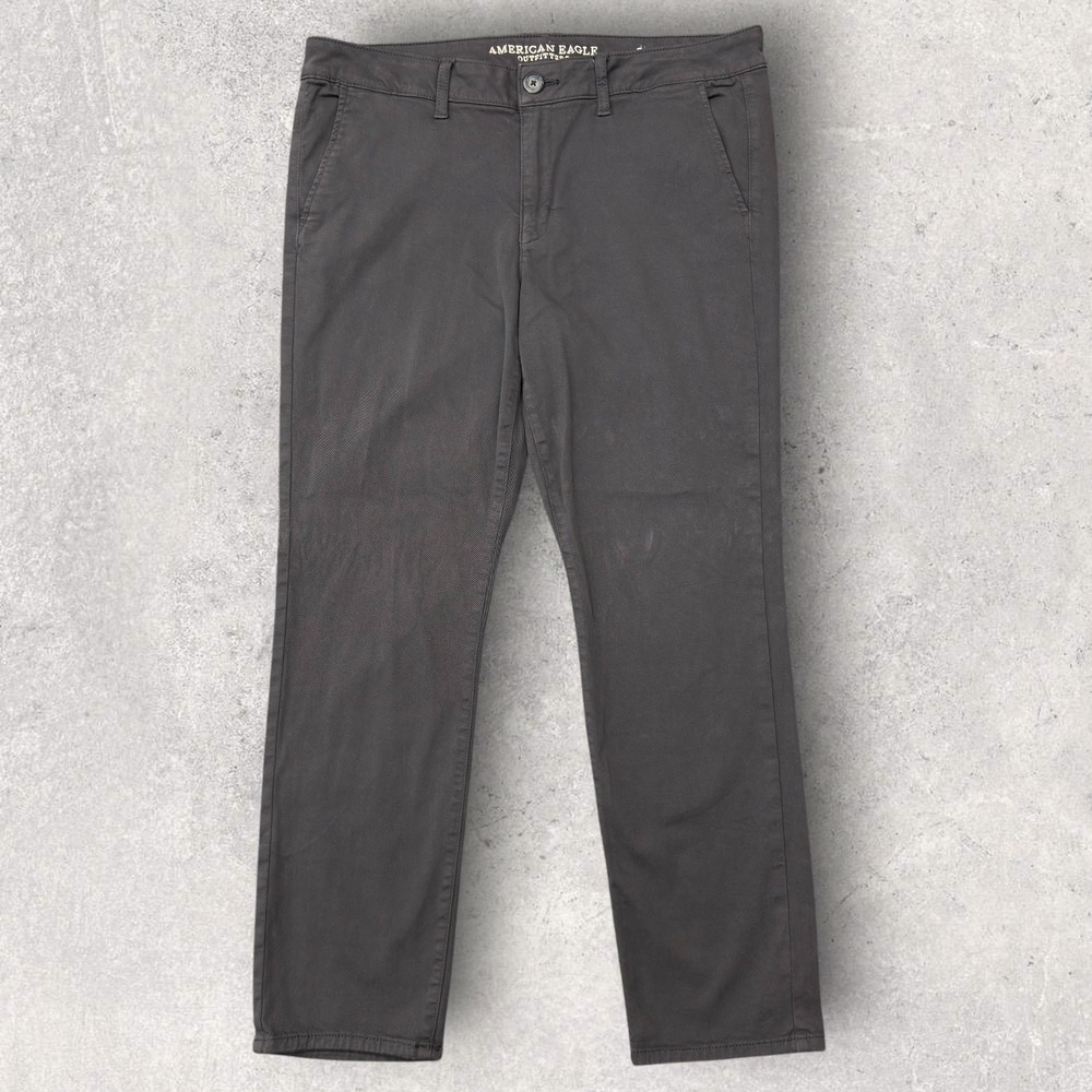 American Eagle Outfitters Skinny Chino Pants Woman's 16 Dark Gray Short Stretch